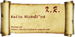 Kello Richárd névjegykártya